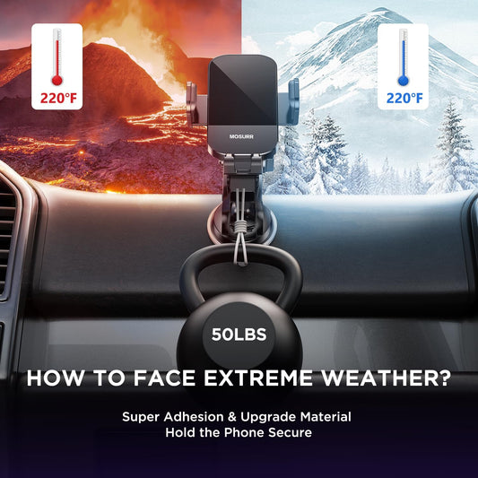 Mosurr Phone Holder Car Mount: Dual Installation (Suction & Vent Clip), 360° Rotation & Telescopic Arm for Stable GPS Navigation, Hands-Free Calls, Driving Safety, Gifts fits for All Phones 4.7-7 Inch