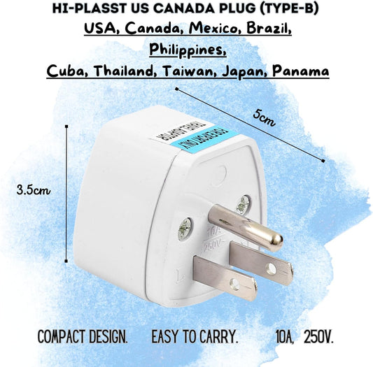 Canada Universal Travel Plug Adapter, 4 pc, UK India European to US Adapter, US Plug Adapter, US Travel Adapter, Plug Converter, Universal Travel Adapter(Gray)