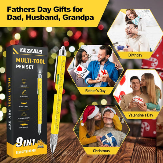 KEZKALS Fathers Day Gift Ideas, 9 in 1 Multitool Pen Gifts for Men, Fathers Day Gift from Daughter Wife Son, Anniversary Birthday Gifts for Men, Mens Gifts for Him Dad Grandpa, Cool Gadgets Tools