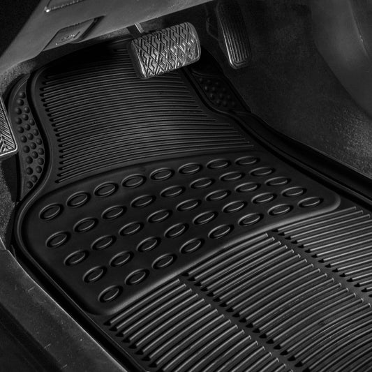 FH Group Automotive Floor Mats Solid Black Climaproof for All Weather Protection Universal Fit Trimmable Heavy Duty fits Most Cars, SUVs, and Trucks, 3pc Full Set F11306BLACK