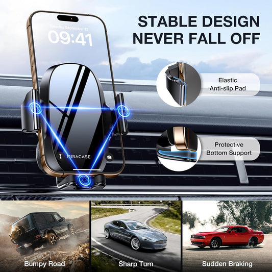 Miracase Phone Holder for Car Vent【2026 Wider Clamp & Metal Hook】 Car Phone Holder Mount for Vent Clip Hand Free Cell Phone Car Mount for iPhone 17 Pro Max 16 15 14 13 12 Samsung S25 Car Accesorries