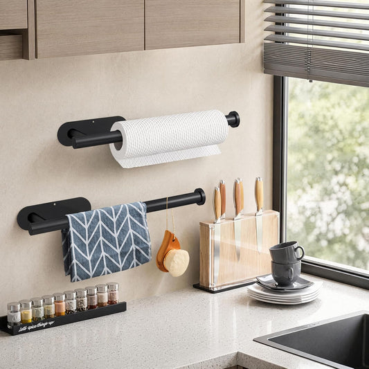 DEKAVA Paper Towel Holder Under Cabinet Wall Mount for Kitchen Paper Towel, Self-Adhesive Paper Towel Bar, Paper Towel Rack, SUS304 Stainless Steel 13 inch