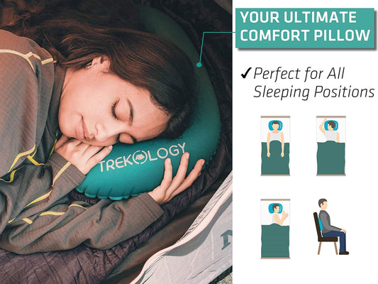 TREKOLOGY Pillow ALUFT 2.0, Camping Pillow for Sleeping, Inflatable Pillow, Inflatable Travel Pillow Camp Pillow, Oreiller de Voyage Backpacking Pillow Comfy Air Pillow