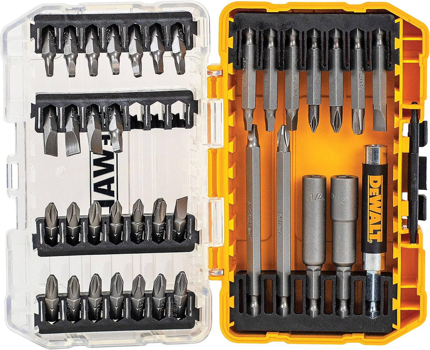 DEWALT 37- Piece Screwdriving Bit Set With Square Recess Mix, Hardened Steel Hex Shank (DW2173)
