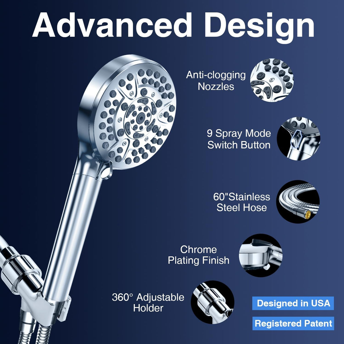 High Pressure 10-Mode Handheld Shower Head