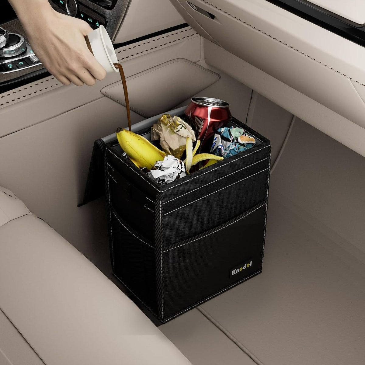 K KNODEL Car Trash Can, Waterproof Auto Garbage Can
