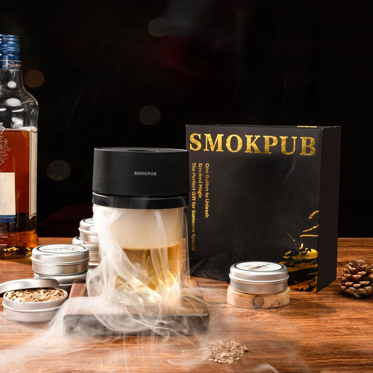 SMOKPUB Electric Whiskey Smoker Kit Built-in Lighter