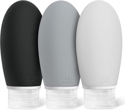 100ml Travel Bottles for Toiletries, Opret 3 Pack 3.4oz Leak Proof Silicone Bottles 