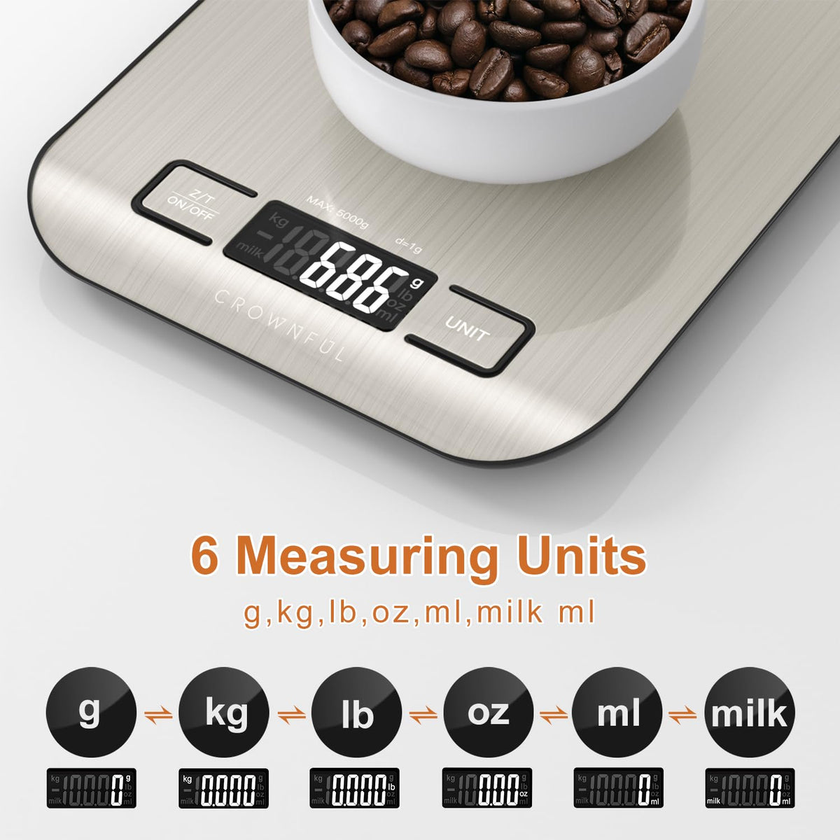 11lb Digital Kitchen Scales Weight Ounces and Grams for Cooking and Baking