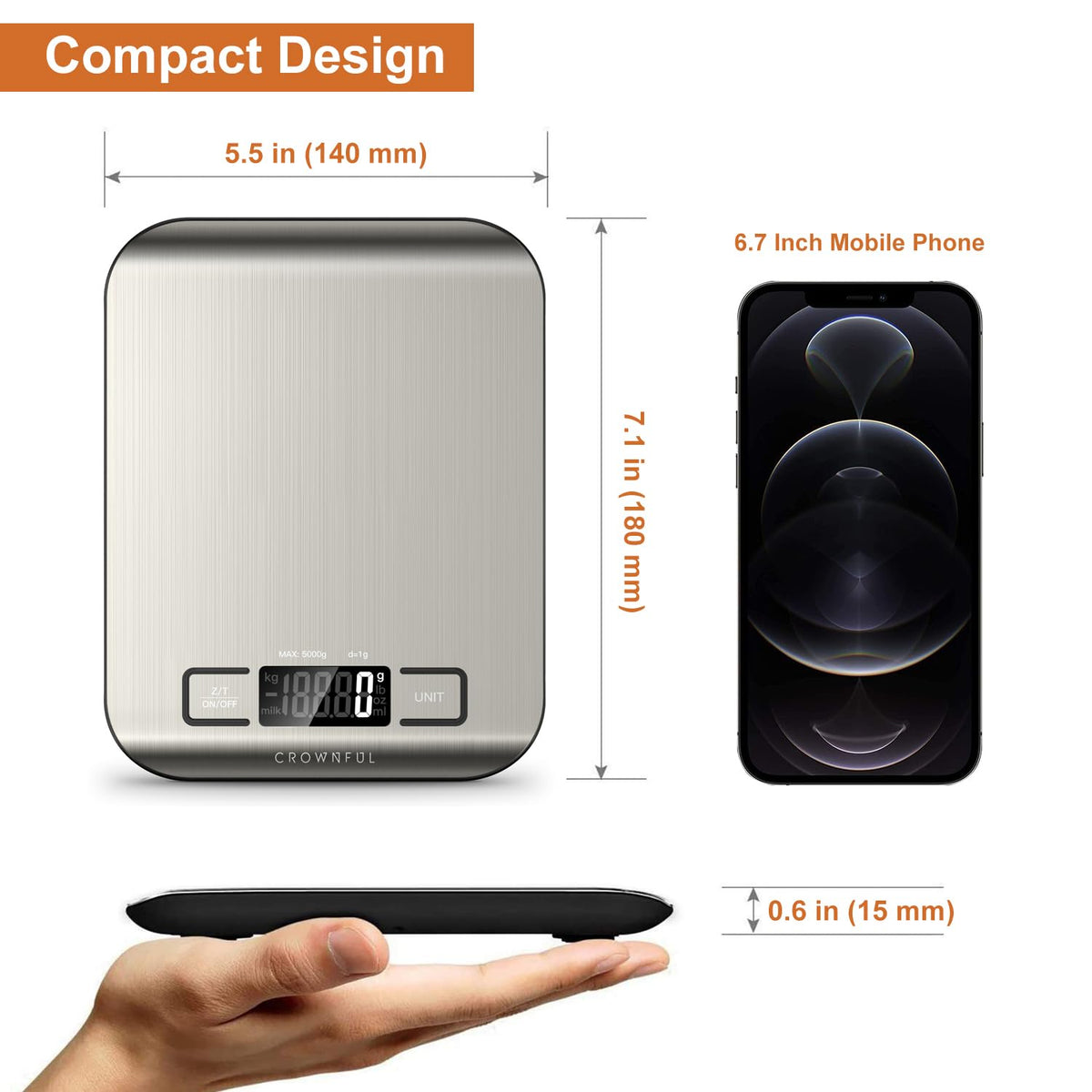 11lb Digital Kitchen Scales Weight Ounces and Grams for Cooking and Baking
