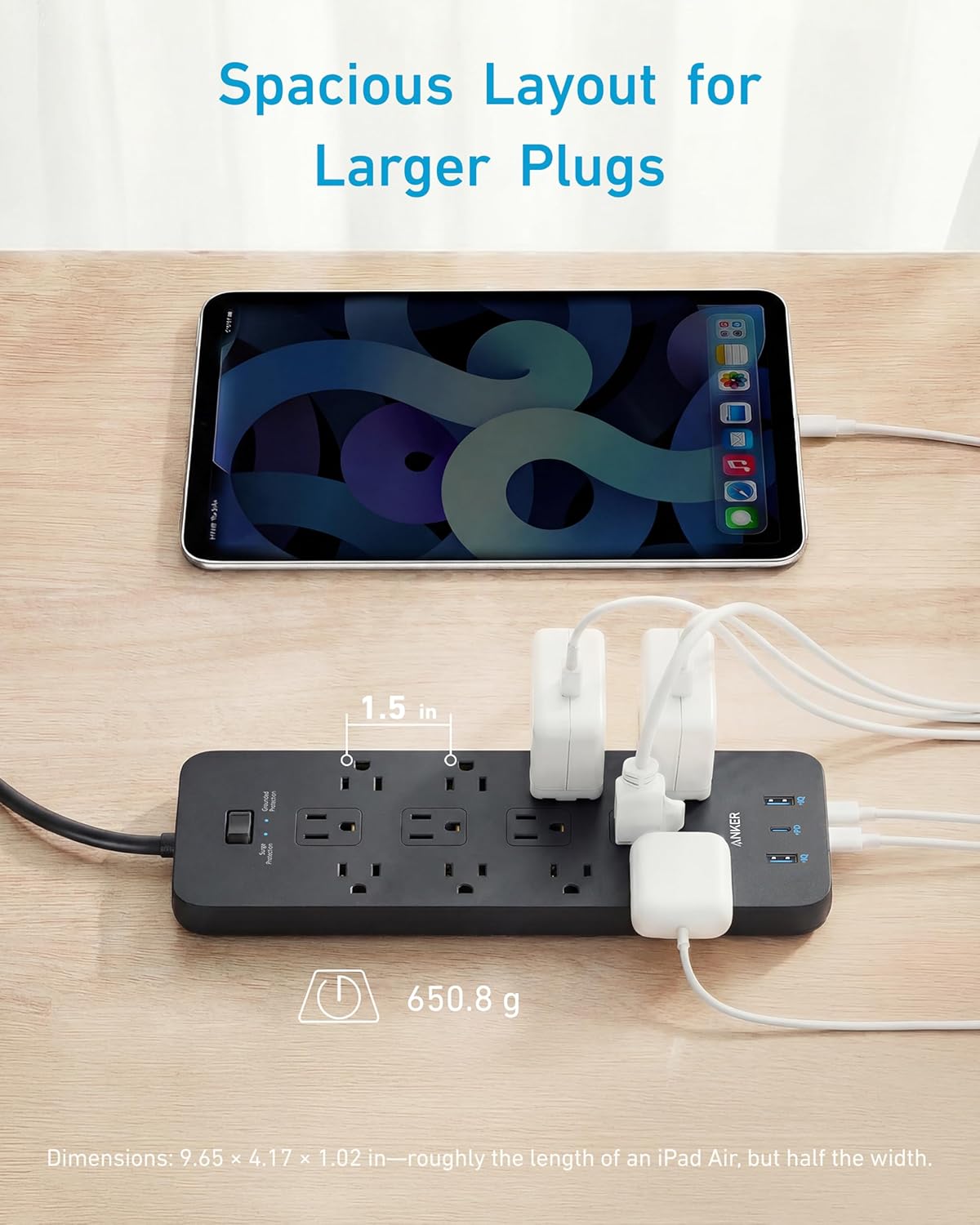 12 Outlets with 2 USB A and 1 USB C Port for Multiple Devicesc