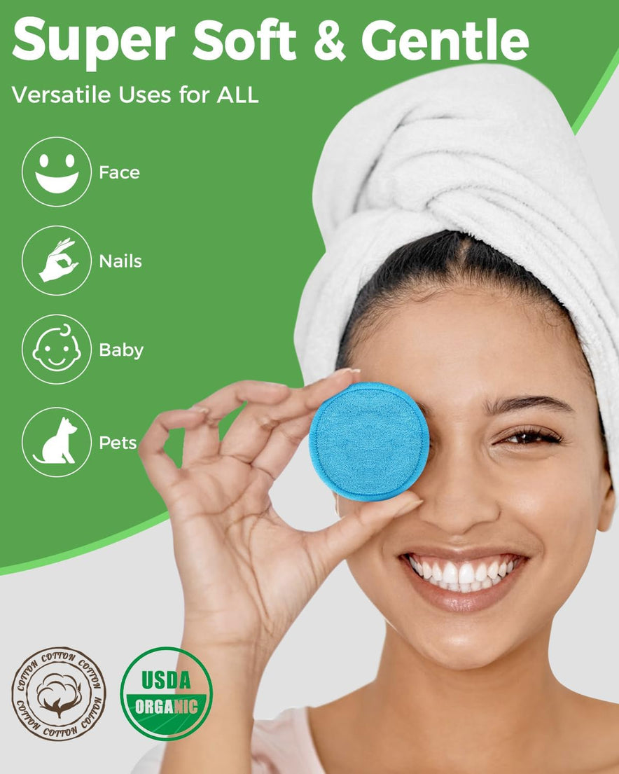 18 Packs Bamboo Cotton Pads Cleansing Cloth Wipe With Laundry Bag