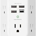 USB Wall Charger, Power Strip with 5 Outlet Extender 4 USB Charging Ports (1 USB C, 4.5A Total) 3-Sided 1800J Surge Protector Power Bar Multi Plug Outlets Wall Adapter Spaced for Home Travel Office