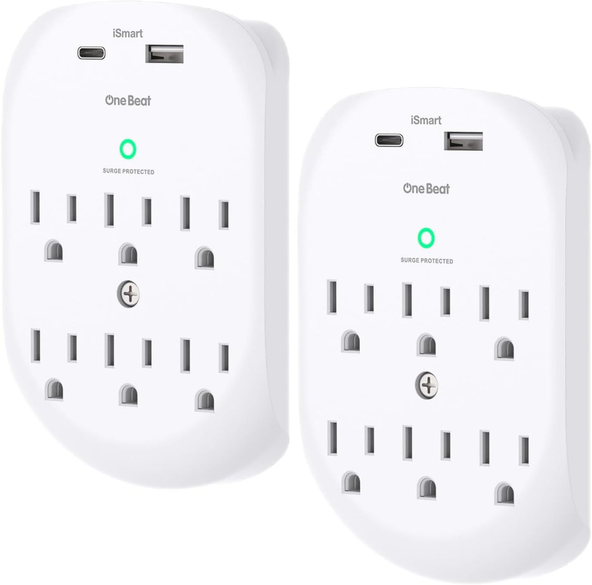 2 Pack 6-Outlet Wall Surge Protector, Multi Plug Outlet Extender