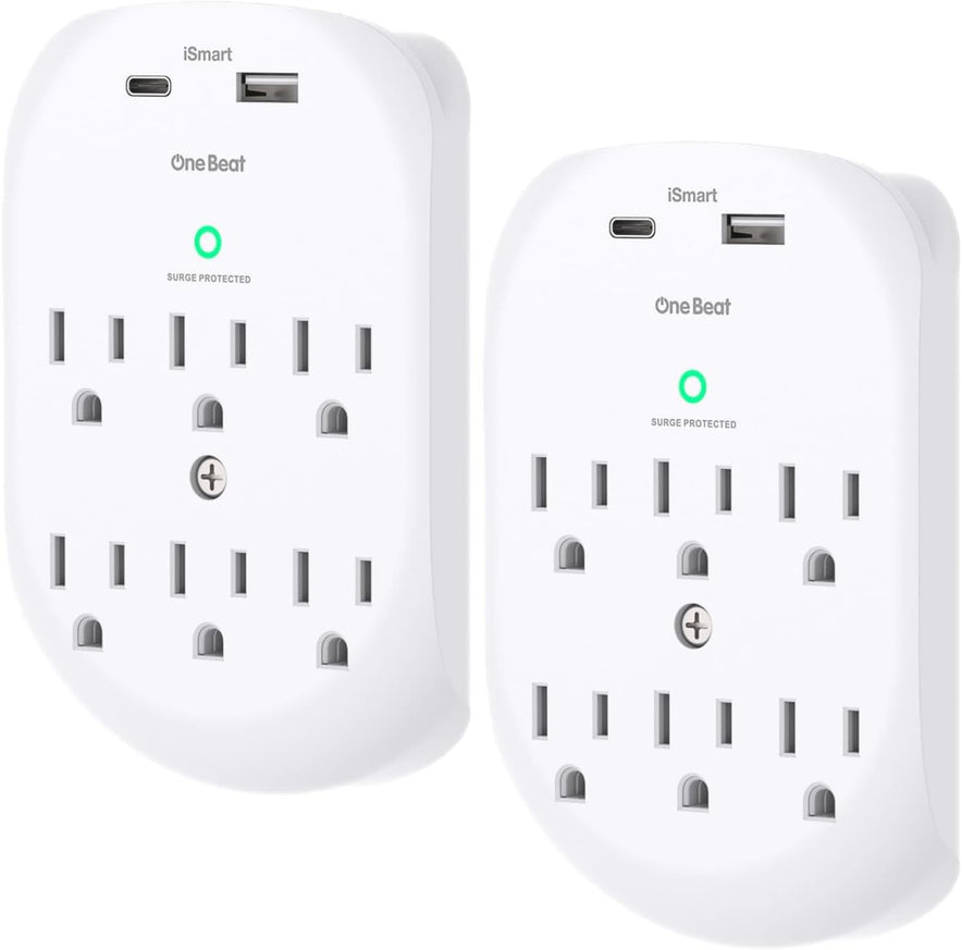 2 Pack 6-Outlet Wall Surge Protector, Multi Plug Outlet Extender