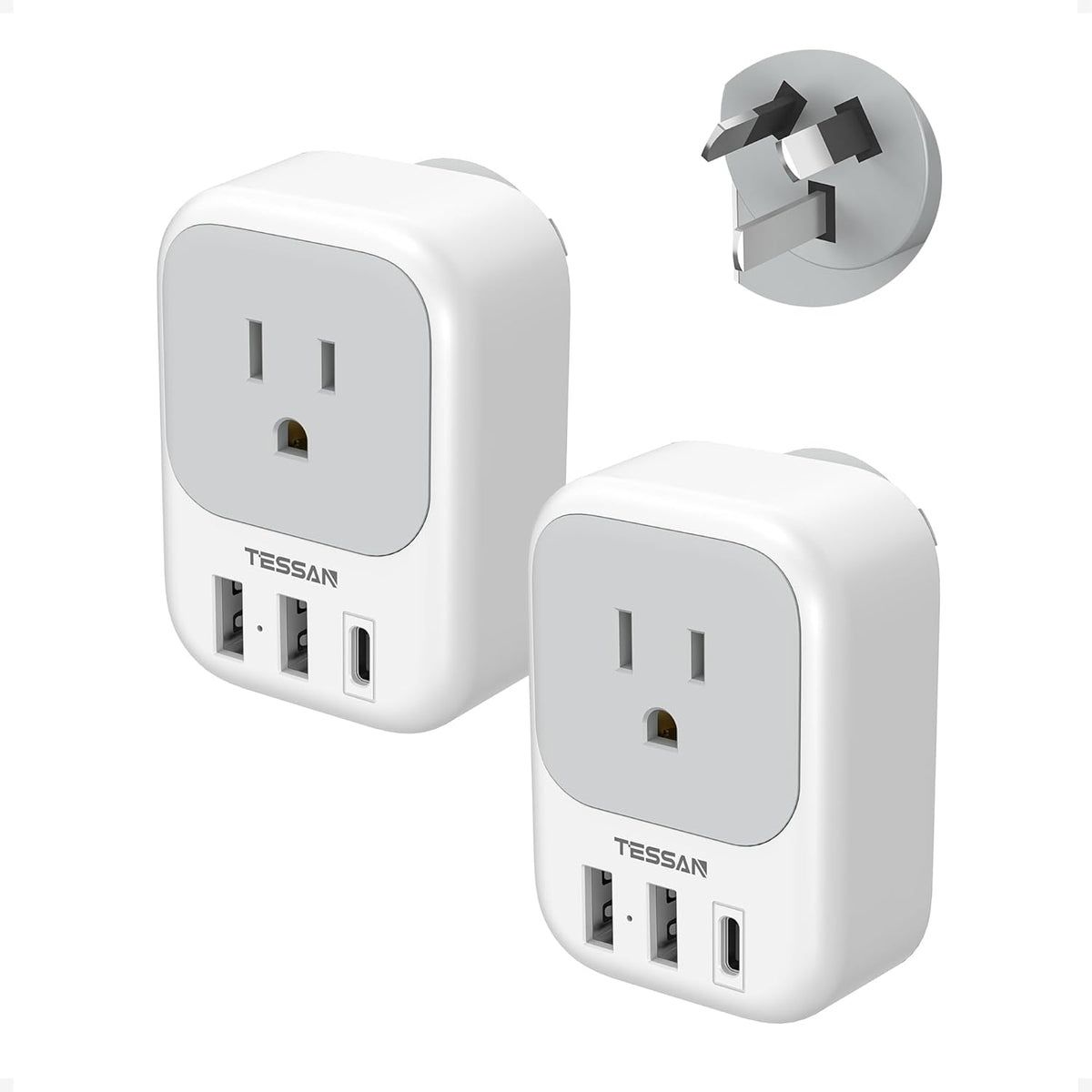 2 Pack Australia Travel Plug Adapter, TESSAN Canada to Australia Plug