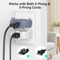 3-Pack 3 Way Plug Adapter 15A 1875W in Combo Colors (3 Prong 3 Outlet Adapter