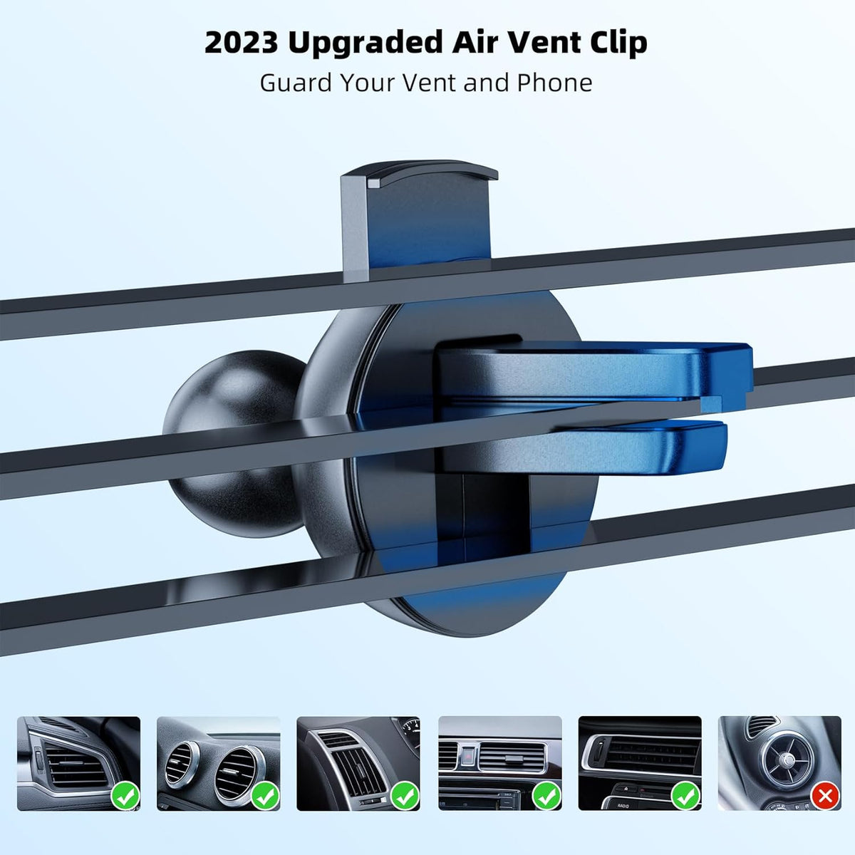 3-in-1 Car Phone Holder, [ Off-Road Level Suction Cup & Clip] Universal Cell Phone Holder