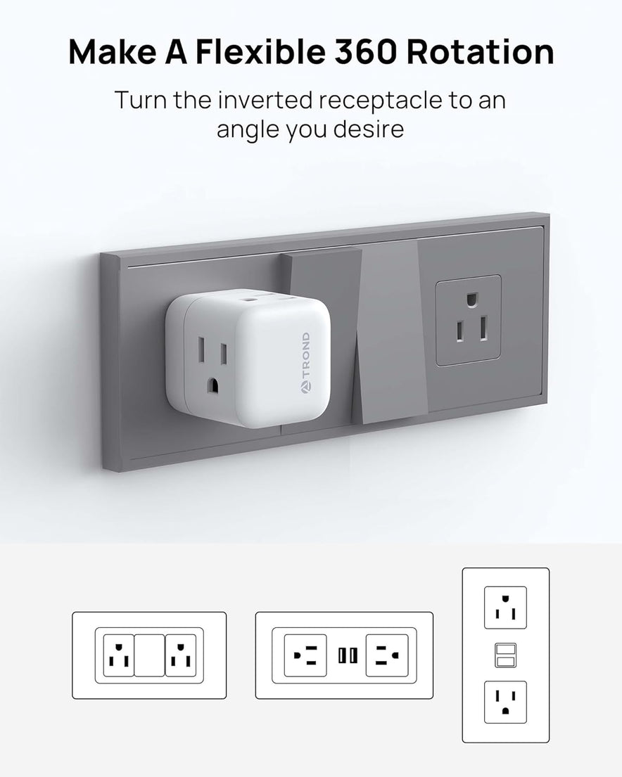 3 Way Outlet Splitter, 3-Sided Small Power Expander for Home Office