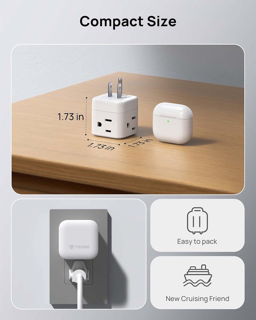 3 Way Outlet Splitter, 3-Sided Small Power Expander for Home Office