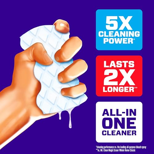 Mr. Clean Magic Eraser Sponge, Extra Durable, All Purpose Cleaner, Cleaning Scrubber, Wall, Sneaker, Kitchen, Bathroom, Shower Cleaner, Cleaning Supplies, Cleaning Pads, 12ct