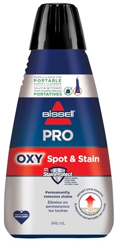BISSELL Professional Spot and Stain Plus OXY Cleaning Formula for Portable Carpet and Upholstery Cleaners, 32oz, Car Auto Detailer Solution, Compatible with Little Green and SpotClean, 2038C