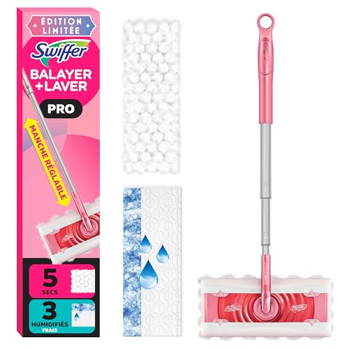 Swiffer Sweep and Mop Pro, 2-in-1 Floor Mopping , Multi-Surface Kit for Floor Cleaning, 5 Heavy Duty Dry Sweeping Cloths, 3 Heavy Duty Wet Mopping Cloths, Includes 1 Sweeper Device