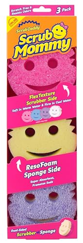 Scrub Daddy Scrub Mommy Sponges - Dish Scrubber + Non-Scratch Cleaning Sponges Kitchen, Bathroom + Multi-Surface Safe - Dual-Sided Dish Sponges for Scrubbing - Online Exclusive (3 Count)