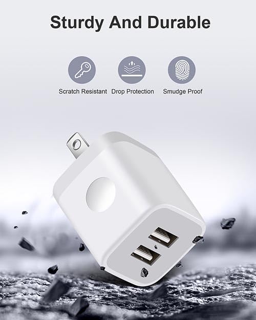 USB Wall Charger, 3-Pack 2.1A Dual Port USB Cube Charger Block Power Adapter Charging Plug Box Brick for iPhone 14 13 12 11 Pro Max SE XS XR X 8 7 6 6S Plus, Samsung, Moto, LG, Android Phones