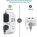 USB Wall Charger, Power Strip with 5 Outlet Extender 4 USB Charging Ports (1 USB C, 4.5A Total) 3-Sided 1800J Surge Protector Power Bar Multi Plug Outlets Wall Adapter Spaced for Home Travel Office