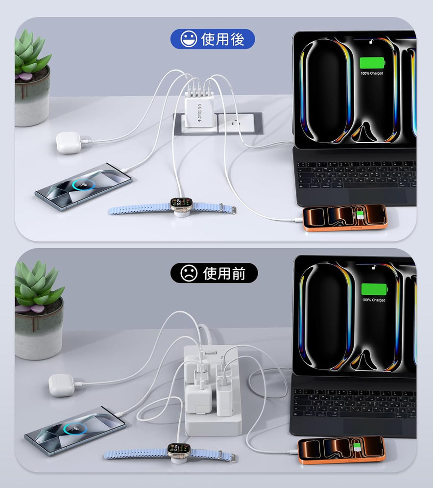 5-Port PD Fast USB C Charging Block,2USB C+3USB A Multiport Plug