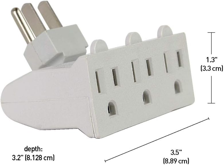 Globe Electric 46505 3-Outlet Lateral Swivel Grounded Wall Adapter Tap, White Finish