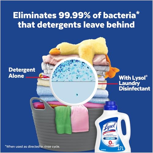 Lysol® Laundry Disinfectant, Crisp Linen, 2.7 L, 0% Bleach, Eliminates germs that detergents may leave behind*