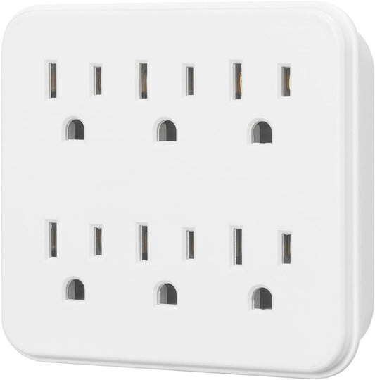 Globe Electric 46007 6-Outlet Multi-Tap Wall Tap, Grounded, White Finish