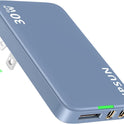 USB C Wall Charger Block 30W,3 Port Ultra Thin Flat USB-C Charging Plug,Foldable USB Power Adapter for iPad,iPhone 15/16,Samsung (Blue, 30W)