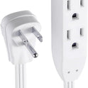 Globe Electric 24302 10ft Medium Duty 3-Outlet Indoor Extension Cord, Grounded, Right Angle Plug, White