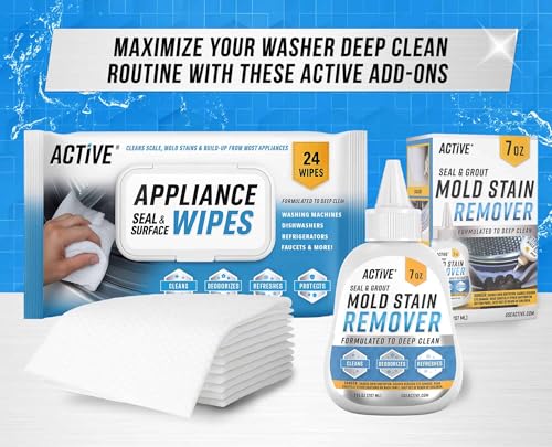 Washing Machine Cleaner for Pet Owners - ACTIVE Enzymatic Deep Clean Descaler for Cat & Dog Hair, Urine, Odor, Residue, 24 Septic-Safe Tablets for Top Load, Front Loader, HE Washer Tub - 1 Year Supply