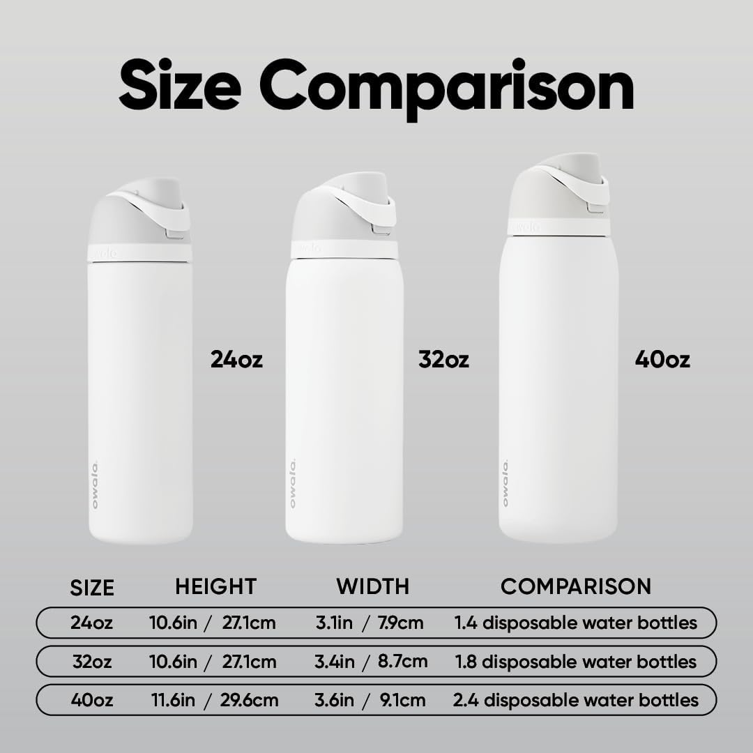 Owala FreeSip Insulated Stainless Steel Water Bottle with Straw for Sports and Travel, BPA-Free, 24-oz, Shy Marshmallow