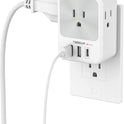 Multi Plug Outlet Extender, TESSAN Multiple Plug Extension Block with 4 AC Splitter, 2 USB A Ports and 1 USB C Port, Surge Protector Wall Outlet Expander for Home Office Dorm Room Essentials, Gray