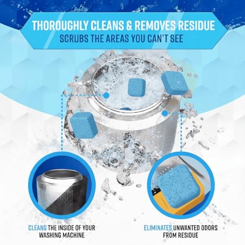 Washing Machine Cleaner for Pet Owners - ACTIVE Enzymatic Deep Clean Descaler for Cat & Dog Hair, Urine, Odor, Residue, 24 Septic-Safe Tablets for Top Load, Front Loader, HE Washer Tub - 1 Year Supply
