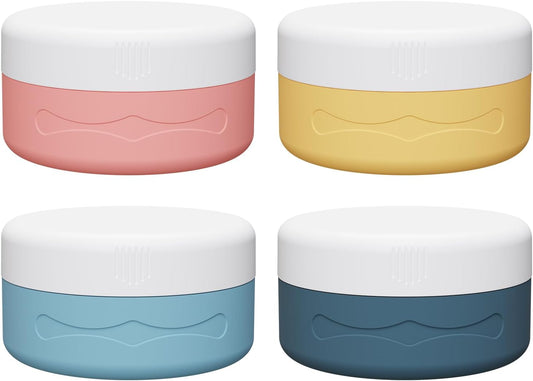 Ceecysaa Travel Containers for Toiletries, TSA Approved Silicone Cream Jars, Size Containers with Lids, Travel Accessories with Lid for Cosmetic Face Body Hand Cream (4 Pack)