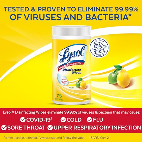 Lysol Thick Strong Disinfecting Wipes, 6 X 75 ct
