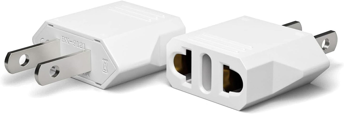 Unidapt European to Canada Plug Adapter, Unidapt Europe to US/CA Plug Adapter, EU to US Plug Converter, Travel from Europe to Type A Outlet, Power Travel Adapters European to Canada, America, Mexico