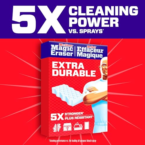 Mr. Clean Magic Eraser Sponge, Extra Durable, All Purpose Cleaner, Cleaning Scrubber, Wall, Sneaker, Kitchen, Bathroom, Shower Cleaner, Cleaning Supplies, Cleaning Pads, 12ct