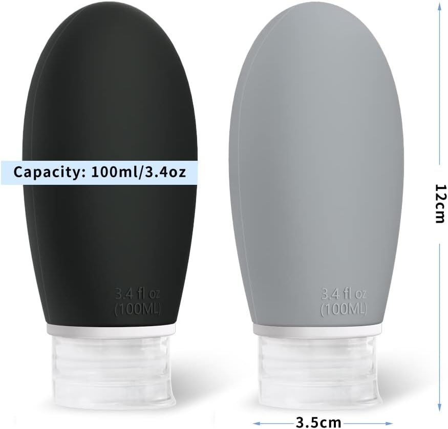 100ml Travel Bottles for Toiletries, Opret 3 Pack 3.4oz Leak Proof Silicone Bottles Refillable Travel Containers TSA Approved BPA Free for Shampoos Conditioner Cosmetic Lotion