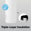 Owala FreeSip Insulated Stainless Steel Water Bottle with Straw for Sports and Travel, BPA-Free, 24-oz, Shy Marshmallow