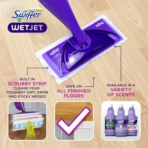 Swiffer WetJet Spray Mop Kit : Includes 1 Floor Mop, 1 Bottle of Floor Cleaner Solution, 10 WetJet Refill Pads, 2 Batteries