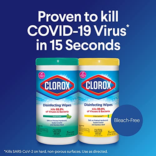 Clorox Disinfecting Wipes, Multi-Pack of 3 Canisters, 2 Crisp Lemon and 1 Fresh Scent