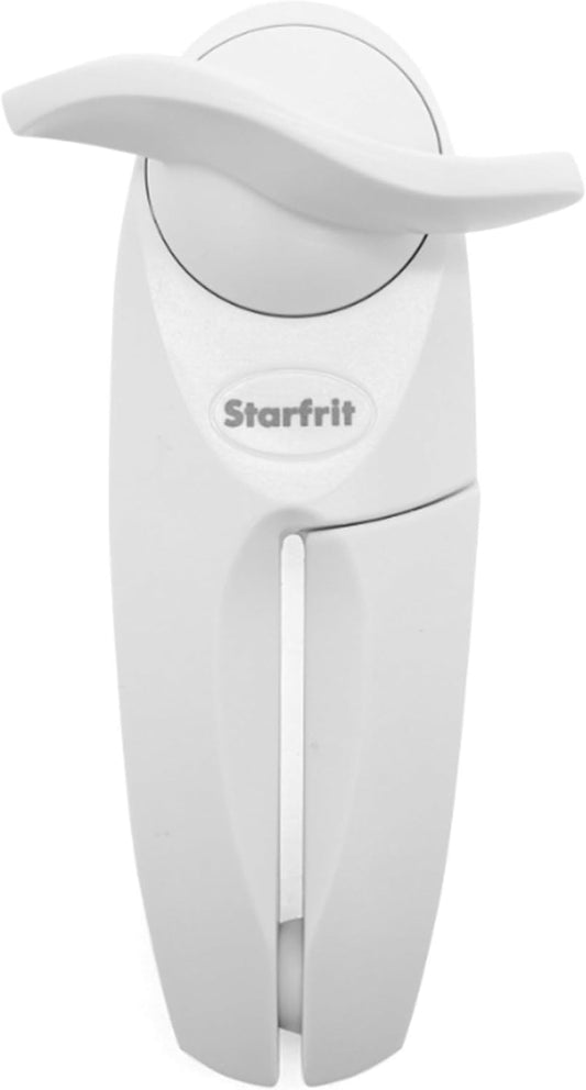 Starfrit Little Beaver Can Opener, Safe, Holds Lid and Leaves No Sharp Edges on Lid, Comfort Grip, 3-Year Warranty, White