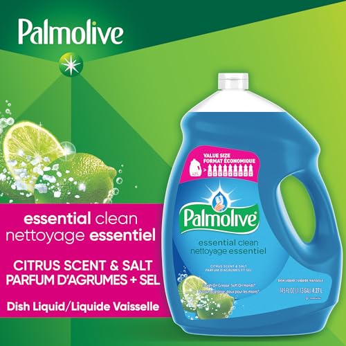 Palmolive Essential Clean Dish Soap Original & Citrus Scent + Salt Bundle, Grease Cutting Liquid Dish Soap, Biodegradable Formula, 4.27 L